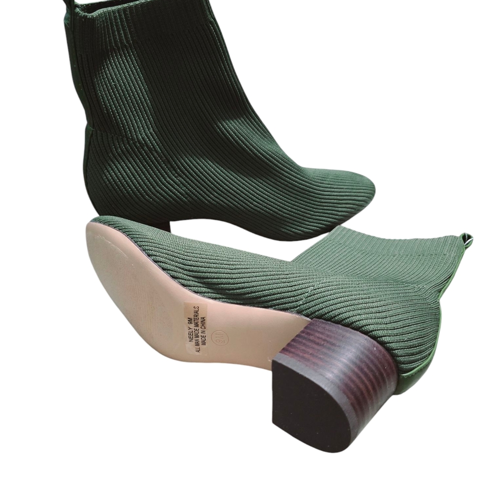 Impo Green Ribbed Ankle Boots